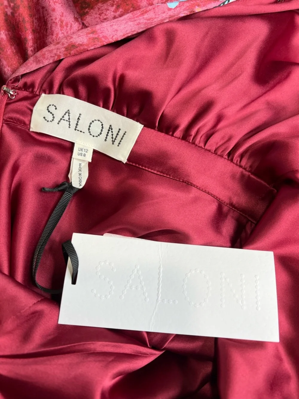 NWT Saloni Fleur Printed Silk-Crepe Midi Dress in the "Hibiscus Flourish". - Picture 14 of 14